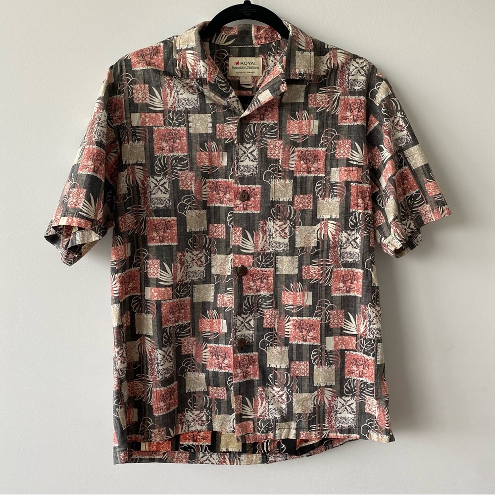 Hawaiian Block Pattern Button Down Shirt